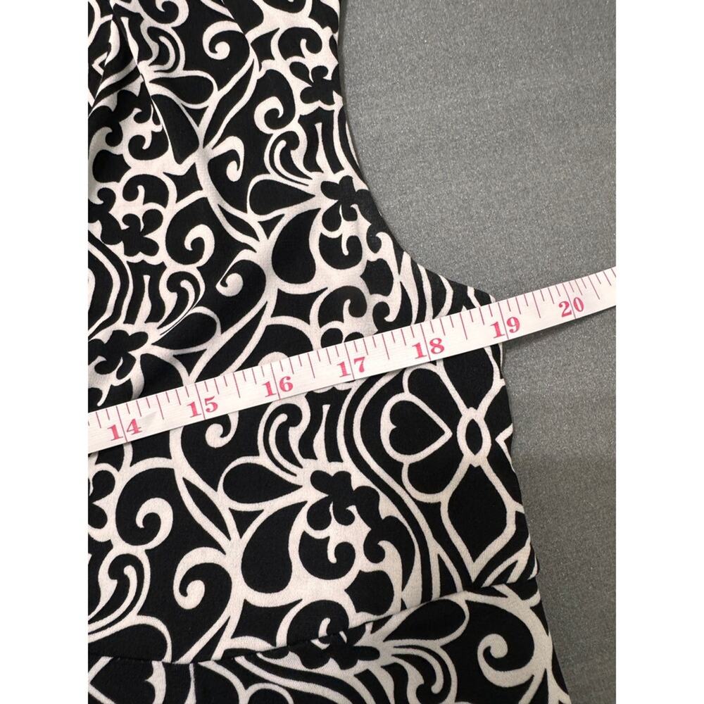 Glamour Black White Patterned Sleeveless Midi Dress Size 16 - Picture 9 of 11